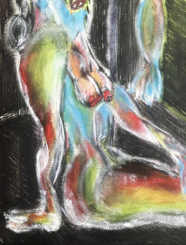 Detail 3 of caprocorn sister: war, plague, earthquake, a painting by Yiğit Özen