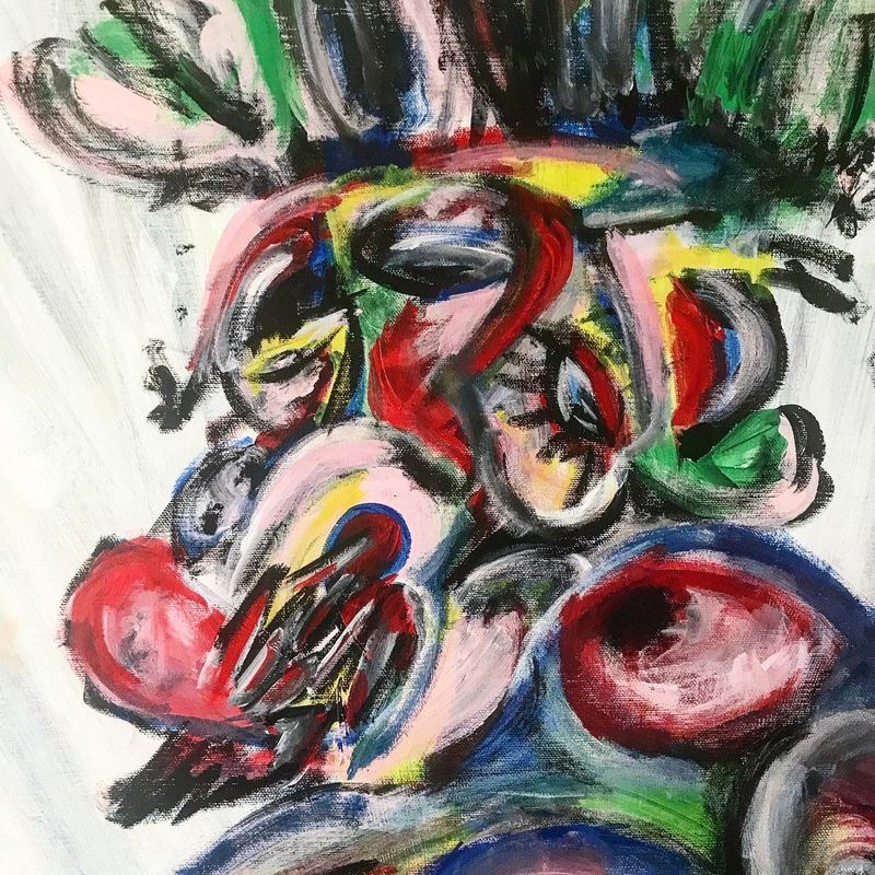 Detail 2 of cellular spleens, a painting by Yiğit Özen