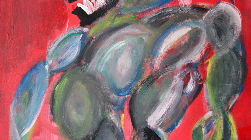 Detail 1 of cute but unemployed cartoon figure, a painting by Yiğit Özen