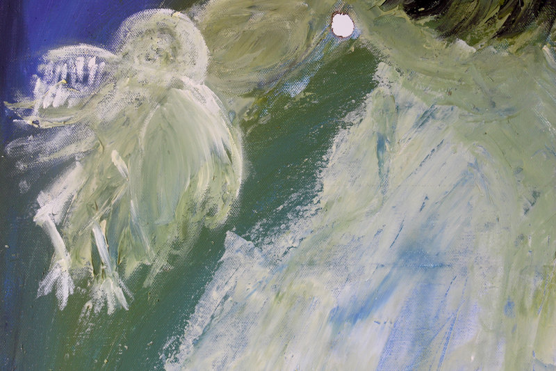 Detail 1 of duality of the angelic summarization, a painting by Yiğit Özen