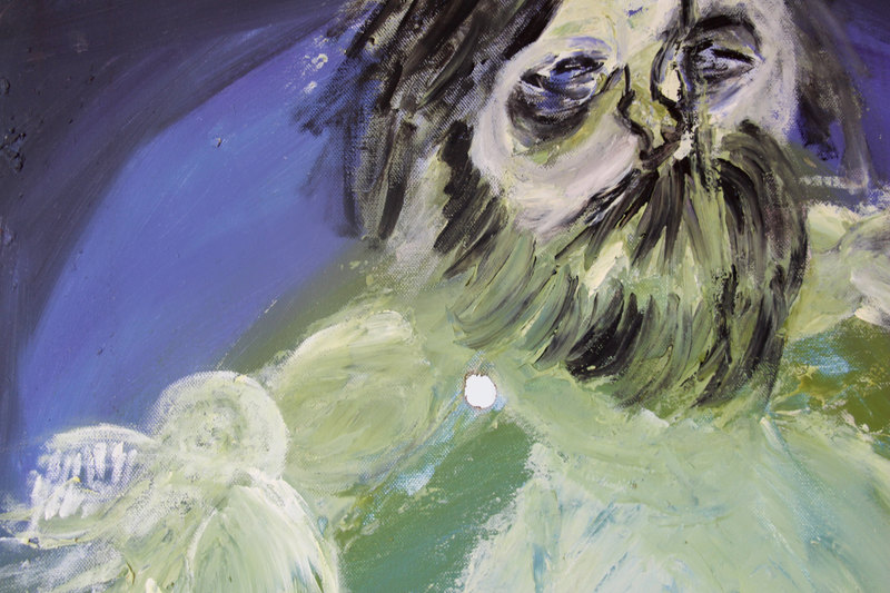 Detail 2 of duality of the angelic summarization, a painting by Yiğit Özen
