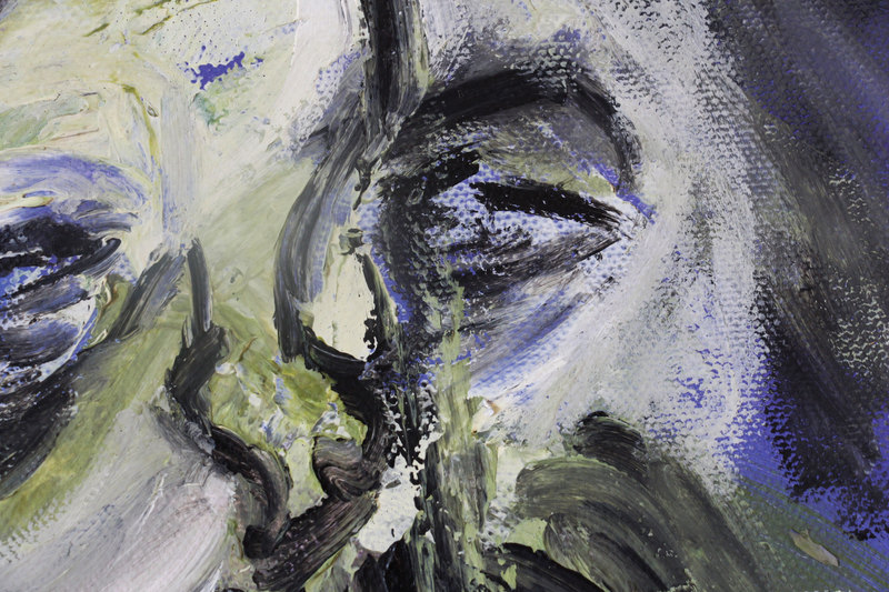 Detail 3 of duality of the angelic summarization, a painting by Yiğit Özen