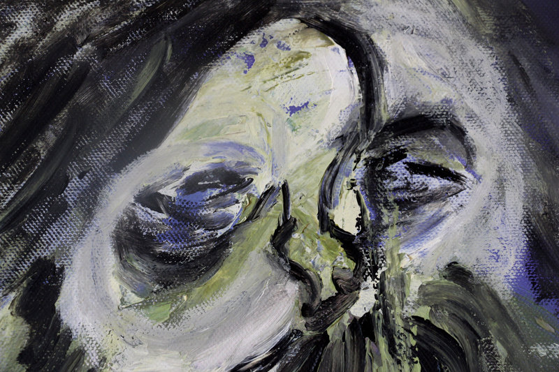 Detail 11 of duality of the angelic summarization, a painting by Yiğit Özen