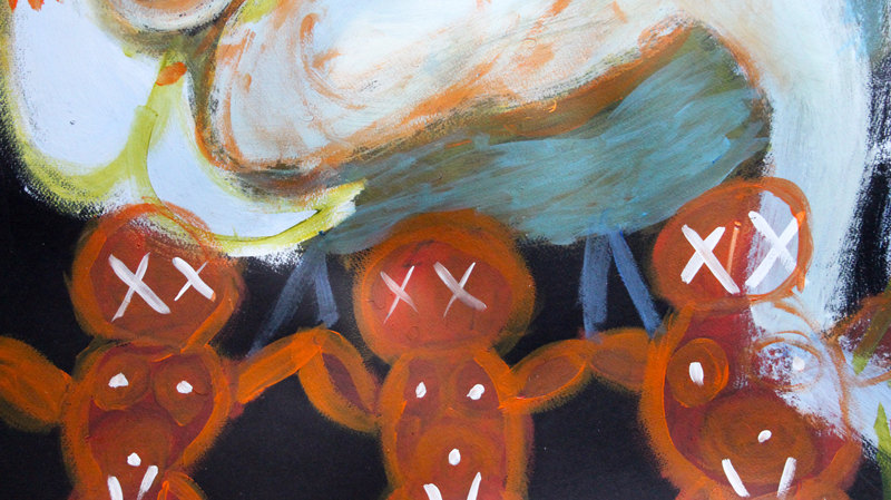 Detail 2 of good people helping bad ones (that’s why they’re bad too), a painting by Yiğit Özen