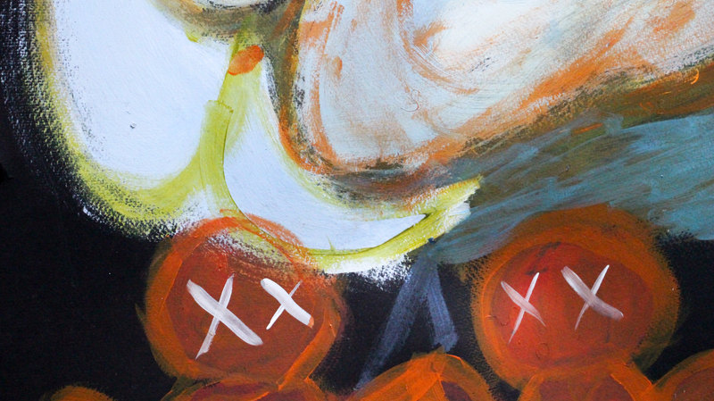 Detail 6 of good people helping bad ones (that’s why they’re bad too), a painting by Yiğit Özen
