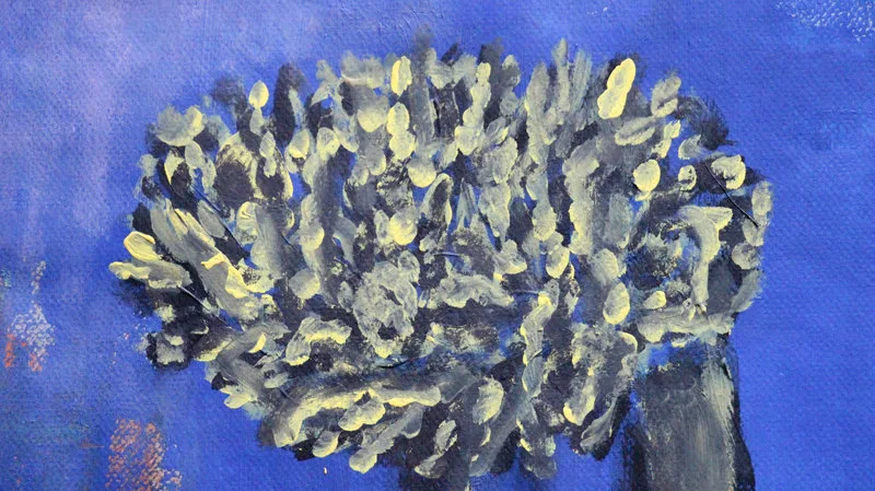 Detail 5 of morbid forebodings triggered by childish landscape, a painting by Yiğit Özen