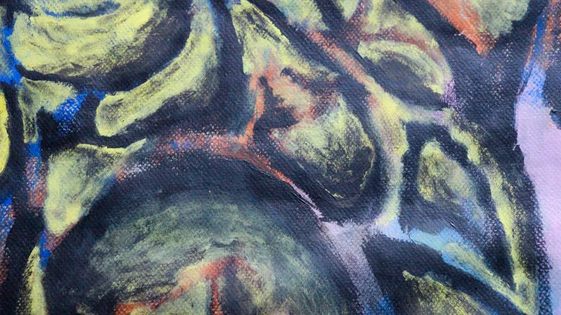 Detail 7 of morbid forebodings triggered by childish landscape, a painting by Yiğit Özen