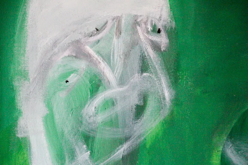 Detail 3 of the family dinner after a night in jaïl, a painting by Yiğit Özen