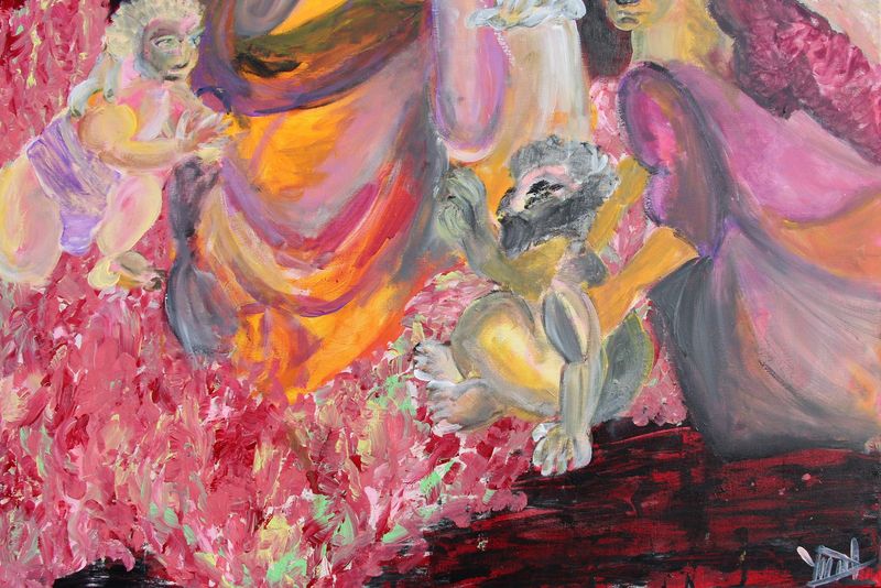 Detail 8 of Virgil on Virtual Cage, a painting by Yiğit Özen