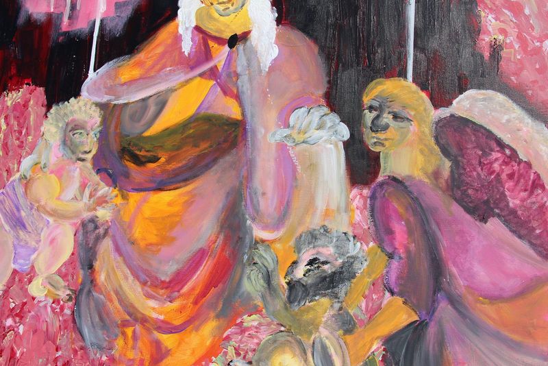 Detail 9 of Virgil on Virtual Cage, a painting by Yiğit Özen